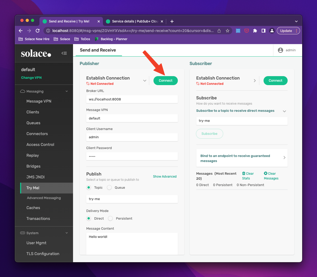 onpremise publisher connect